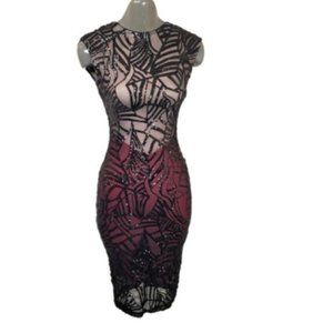 Privy Women's Sleeveless High Neck Sequins Bodycon Midi Dress Size Small